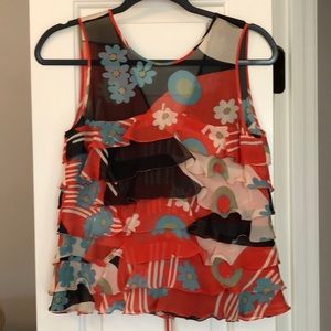 Marc Jacobs Ruffle Sheer Silk Top Sz Small